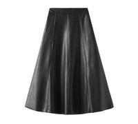 Women's Sexy PU Leather Pleated Long Skirts Elegant Faux Leather Skirt Vintage Grid Skirt A-line Midi Skirt High Waist Pleated Skirt Short Skirt Elegant Stretchy Faux Leather Mini Skirt, R Black, S