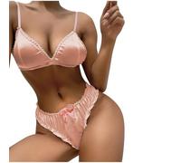 Women's Sexy Push up Bra and Knickers Set 2 Piece Lingerie Sets Bikini Sets 2 Pieces Lingerie Set Love Heart Print Underwear for Christmas Valentine's Day Gift Pink