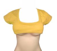 Women's Sexy Short Sleeve Crop Cami Shirt Top Solid Scoop Neck Mini T-Shirts Club Tops, Yellow, L