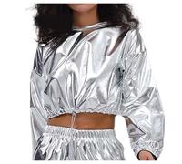 Women's Sexy Short Sweatshirt Long Sleeve with Drawstring Pullover Top Round Neck Casual Basic Chic Slim Fit Cute Top for Party, Party, Ball, Clubwear Daily