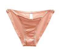 Women's Sexy Silk Thong G-string Lingerie Ladies Satin Elastic Low Waist Underwear Solid Color Seamless Briefs Panties
