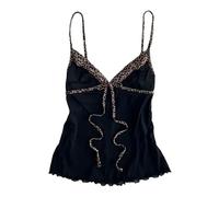Women's Sexy Spaghetti Strap Tops - Vintage Y2K Cheetah Print Cropped Camisole Slim Fit Sleeveless Tank Top for Summer Sexy Casual Streetwear Going Out Party Emo Grunge (#1,S)