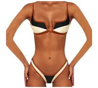 Women's Sexy Tiny Micro Bikini Sets,2 Piece Swimsuit Mid Rise Halter Triangle Wide Strap Solid Color Backless Tie Sides Crisscross Sports Bra Cheeky Swim Wear for Women UK Beachwear Black
