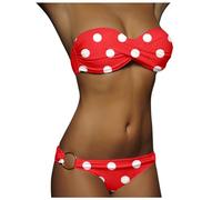 Womens Sexy Twist Bandeau Swimwear 2pcs Bikini Set Padded Swimsuit Women's Push up Bandeau Bikini Set Twist Front Strapless Swimsuit Bathing Suit 2 Piece Set Bikini Sets Ladies Summer Bathing Suit