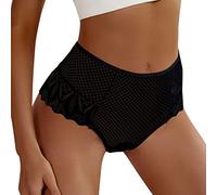 Womens Sexy Underwear High Rise Panties For Women Crochet Lace Lace Up Panty Sexy Hollow Out Underwear Dark Lace Panties Ladies Full Back Coverage Stretchy Briefs (Black, XL)