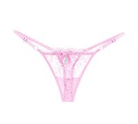 Womens Sexy Underwear See Through Lace Tangas Panties Comfor Adjustable Funny Underpants G String Thongs Breathable Hipsters Cheeky Stretch Butt Lifting Cute Pink