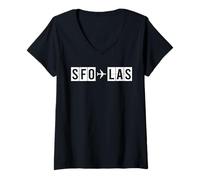 Women's SFO to LAS San Francisco Las Vegas Airport Codes V-Neck T-Shirt