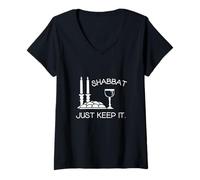 Women's Shabbat Just Keep It Jewish Shabbat Shalom Sabbath Keeper V-Neck T-Shirt