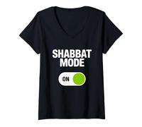 Women's Shabbat Mode On Activated Hebrew Jewish Sabbath Keeper V-Neck T-Shirt