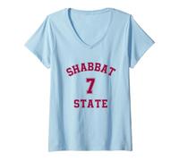 Womens Shabbat State Jewish Seventh Day Sabbath Keeper Challah V-Neck T-Shirt