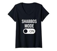 Women's Shabbos Mode On Jewish Weekend Rest Shabbat Shalom Challah V-Neck T-Shirt