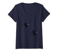 Women's Shadow Pair Ravens in Silent Flight V-Neck T-Shirt
