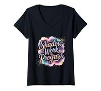 Womens Shadow Work in Progress Funny Spiritual Healing Journey V-Neck T-Shirt
