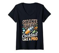 Women's Shake Every Cocktail Like a Pro Mixology Bartender V-Neck T-Shirt