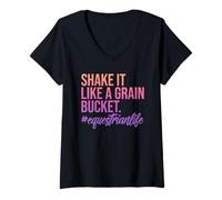 Womens Shake It Like A Grain Bucket. #Equestrianlife Design V-Neck T-Shirt