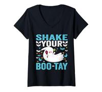 Womens Shake Your Boo-Tay Cute Ghost Funny Halloween Adults Joke V-Neck T-Shirt