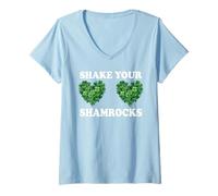 Womens Shake Your Shamrocks St Patricks Day Irish Shamrock Clover V-Neck T-Shirt