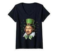 Women's Shakespeare English Literature Leprechaun St. Patricks Day V-Neck T-Shirt