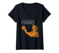 Women's Shakespeare Hamlet Yorick Quote Skull Literature Drama V-Neck T-Shirt