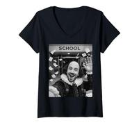 Women's Shakespeare Last Day of School Summer Break Funny Selfie V-Neck T-Shirt