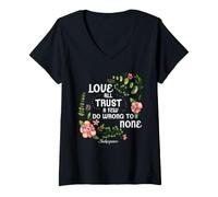 Women's Shakespeare Love All Trust A Few Quote Do Wrong to None V-Neck T-Shirt