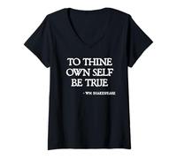 Womens Shakespeare Quotes - to Thine Own Self Be True Hamlet Quote V-Neck T-Shirt