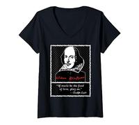 Womens Shakespeare T-shirt If Music be the Food of Love 12th Night V-Neck T-Shirt