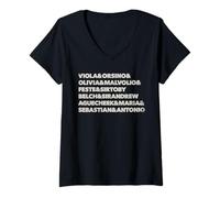 Women's Shakespeare Twelfth Night Characters, Literature Professor V-Neck T-Shirt