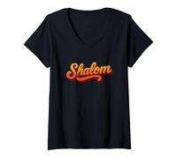 Womens Shalom Hebrew Peace Word Minimalist Graphic T-Shirt V-Neck T-Shirt