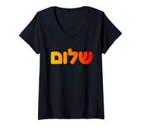 Womens Shalom Peace Hebrew Jewish Israel Bible Symbol Art V-Neck T-Shirt