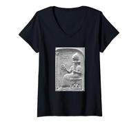 Womens Shamash Sun God Babylonian Annunaki Mesopotamian Antique Art V-Neck T-Shirt
