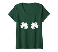 Women's Shamrock Boobs Shirt Irish Boobies St Patricks Day V-Neck T-Shirt