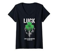 Women's Shamrock Luck is for Heretics Christian V-Neck T-Shirt