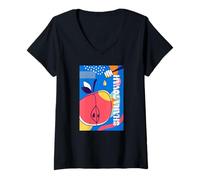 Womens Shana Tovah Rosh Hashanah Apple Honey Colorful Pop Art V-Neck T-Shirt