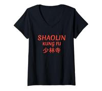 Women's Shaolin Kung Fu Temple in Chinese Letters V-Neck T-Shirt