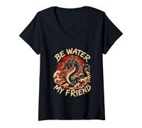 Women's Shaolin Spirit Be Water My Friend Martial Arts Chinese V-Neck T-Shirt