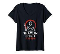 Womens Shaolin Spirit Zen Martial Arts Monk V-Neck T-Shirt