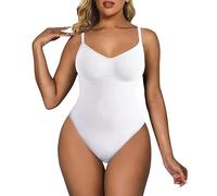 Women's Shapewear Bodysuit Tummy Control Slimming Body Shaper One Piece Seamless Sculpting Snatched Waist Body Thong Suit with Adjustable Straps(White, XXL)