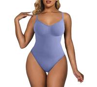 Women's Shapewear Bodysuit Tummy Control Slimming Body Shaper One Piece Seamless Sculpting Snatched Waist Body Thong Suit with Adjustable Straps(Blue, M)