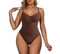 Women's Shapewear Bodysuit Tummy Control Slimming Body Shaper One Piece Seamless Sculpting Snatched Waist Body Thong Suit with Adjustable Straps(Brown, M)