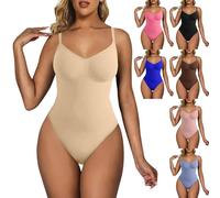 Women's Shapewear Bodysuit Tummy Control Slimming Body Shaper One Piece Seamless Sculpting Snatched Waist Body Thong Suit with Adjustable Straps(Beige, M)