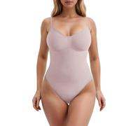 Women's Shapewear Bodysuit Tummy Control Slimming Body Shaper One Piece Seamless Sculpting Snatched Waist Body Thong Suit with Adjustable Straps(Light Pink, XS)