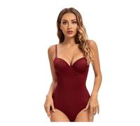 Women's Shapewear Dark Red Thong Bodysuit Body Shaper Strappy Bralette Bras for Women Sexy Bra Black Lingerie With Underwire Cup Shapewear Support Vests(Burgundy,S)