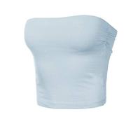 Women's Shapewear Tube Tops Strapless Ruched Built-in Shelf Bra Casual, 014-ash Blue-1, Medium