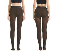 Women's Shaping Fleece Lined Leggings Compression Band & One Seam Option The Original Magic Snatch Waist Warm Bare-Leg Tights Pants Brown