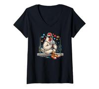 Women's Share an iced Coffee with a Hen in This Cool Night City V-Neck T-Shirt