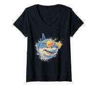 Women's Shark Animal Graphic Marine Biology Sea Ocean Shark Lover V-Neck T-Shirt