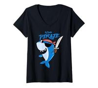 Womens Shark Funny Animal Cute the Pirates Gift V-Neck T-Shirt