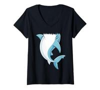 Womens Shark Shirt Adult Kids Men Women Shark Costume V-Neck T-Shirt