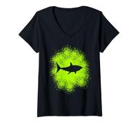 Women's Shark Silhouette Marine Biologists and Aquarists V-Neck T-Shirt